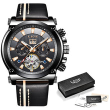 Load image into Gallery viewer, LIGE 2020 New Men Watches Top Brand Luxury Automatic Mechanical Watch Male Leather Waterproof Sport Wristwatch Relogio Masculino