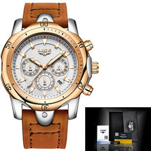 Load image into Gallery viewer, 2020 LIGE Mens Watches Top Brand Luxury Watch Men Military Leather Clock Waterproof Sports Watch Chronograph Relogio Masculino