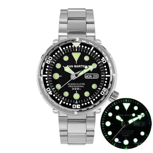 San Martin Tuna SBBN015 Diver Men Automatic Watch Stainless Steel Sapphire Calendar Week Ceramic Bezel Sunray Dial Luminous