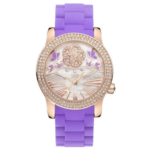 PB Watch Woman Butterfly Flower Nature Pearl Dial Watches Women Crystal Pink Silicone Strap Waterproof Quartz Relogio Feminino