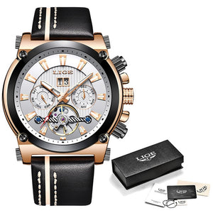 LIGE 2020 New Men Watches Top Brand Luxury Automatic Mechanical Watch Male Leather Waterproof Sport Wristwatch Relogio Masculino