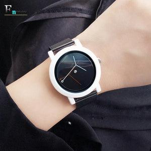 Enmex creative design lady wristwatch branch concept brief stainless steel simple face nature fashion quartz lady watches