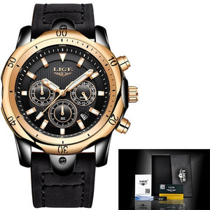 2020 LIGE Mens Watches Top Brand Luxury Watch Men Military Leather Clock Waterproof Sports Watch Chronograph Relogio Masculino