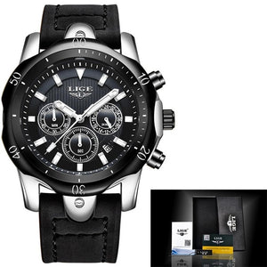 2020 LIGE Mens Watches Top Brand Luxury Watch Men Military Leather Clock Waterproof Sports Watch Chronograph Relogio Masculino