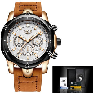 2020 LIGE Mens Watches Top Brand Luxury Watch Men Military Leather Clock Waterproof Sports Watch Chronograph Relogio Masculino